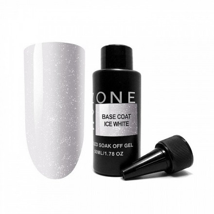 ONE NAIL   База камуфлирующая жесткая  c шиммером  Base   ICE WHITE  (бутылка)   50мл